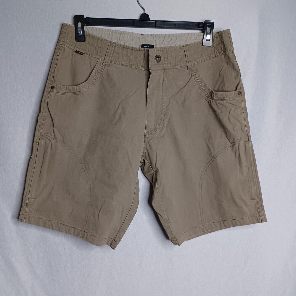 Kuhl Hiking Shorts Mens 34 Khaki Cargo Stretch Cotton Nylon Outdoor Utility